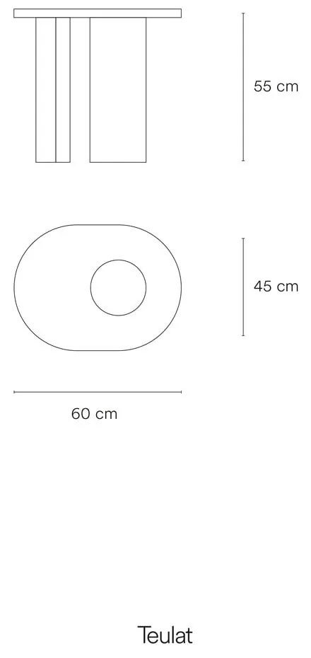 Masă auxiliară în decor de frasin 60x45 cm Nori - Teulat