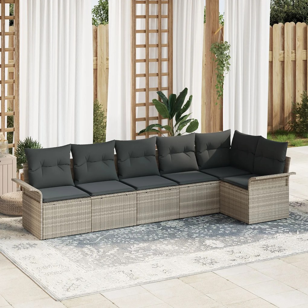 vidaXL Set de canapele pentru grădină 6 pcs Gri deschis Rattan poli