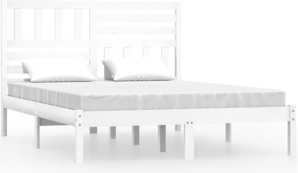 vidaXL Cadru de pat, alb, 120x200 cm, lemn masiv de pin