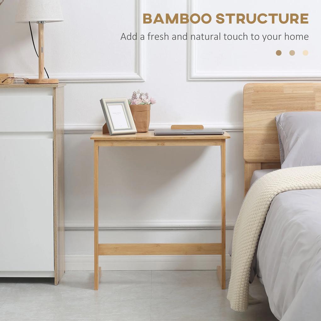 Masuta de canapea HOMCOM, forma de C, din Bambus, inclinabila pe 5 niveluri | Aosom RO