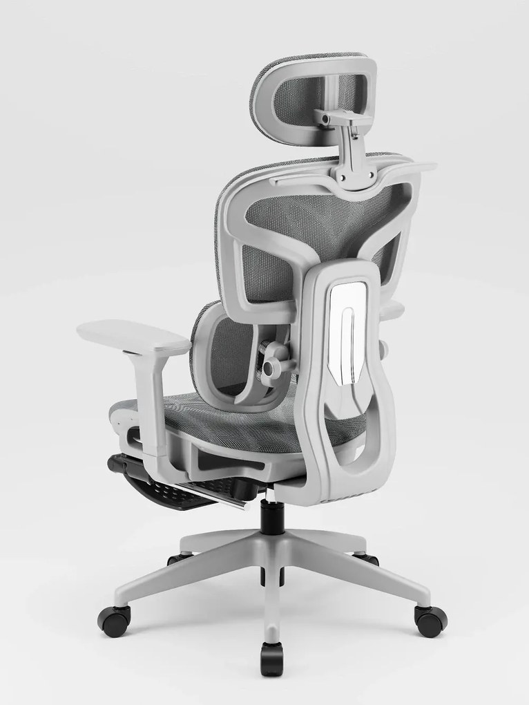 RESIGILAT- AEROMAX PRO 620LK-SY Scaun ergonomic, cotiere 6D, Tetiera 3D, Suport lombar dublu ajustabil, Suport picioare, Umeras, Full Mesh, Gri