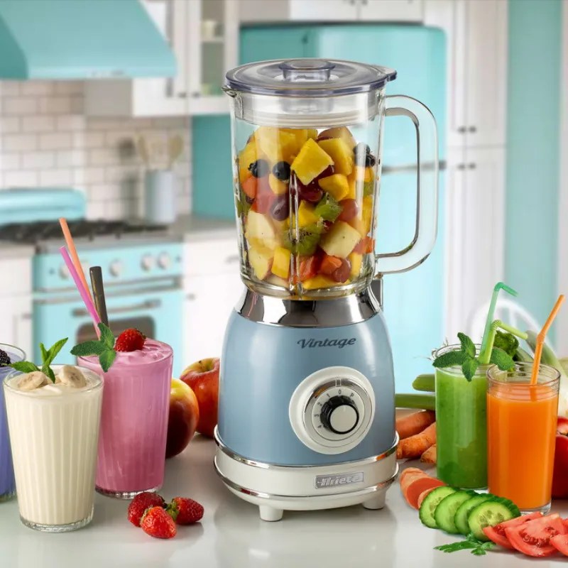 Blender Ariete VINTAGE 2.0 0583/05, 1000W, 1.5 L, 4 lame, 4 viteze + pulse, Zdrobire gheata, Albastru