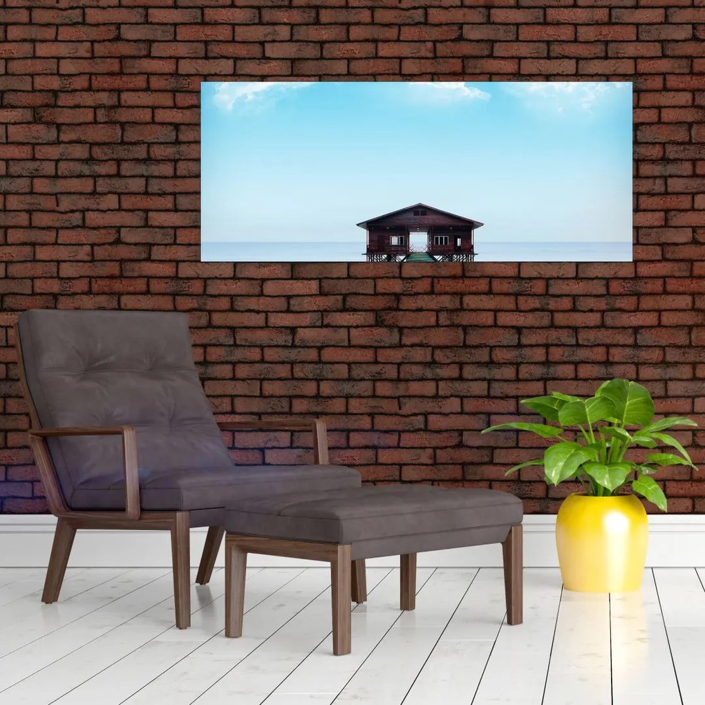Tablou cu casă pe mare (120x50 cm)