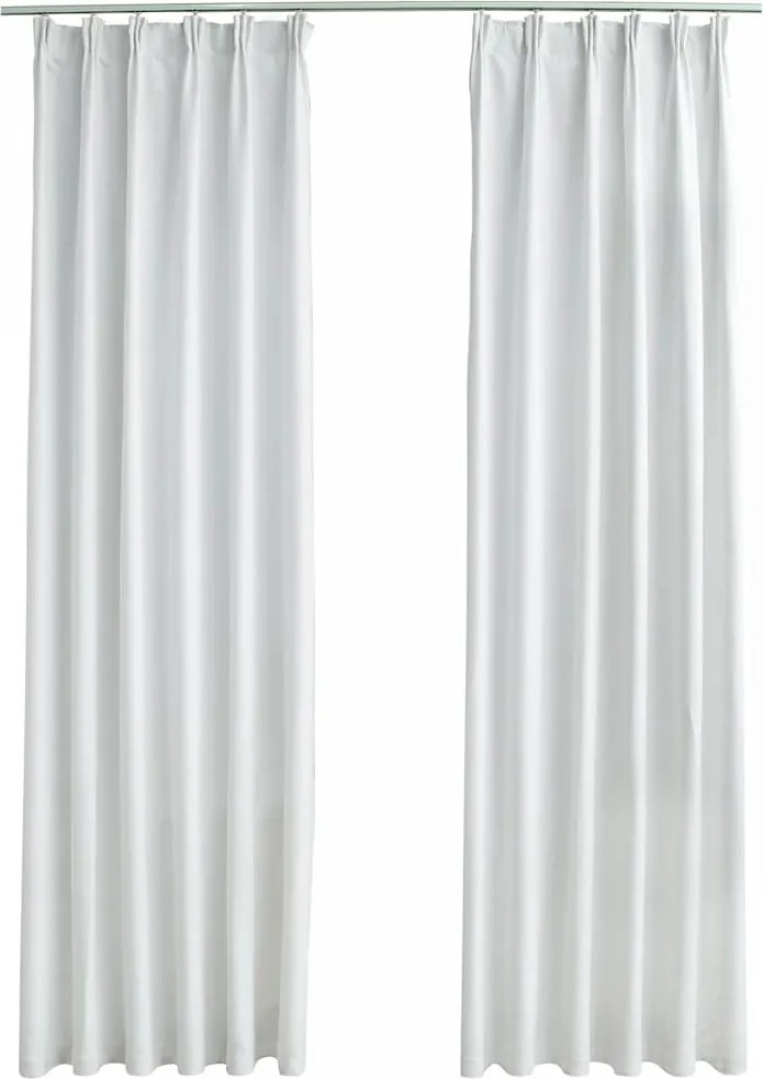 vidaXL Draperii opace cu cârlige, 2 buc., alb ivoriu, 140 x 225 cm