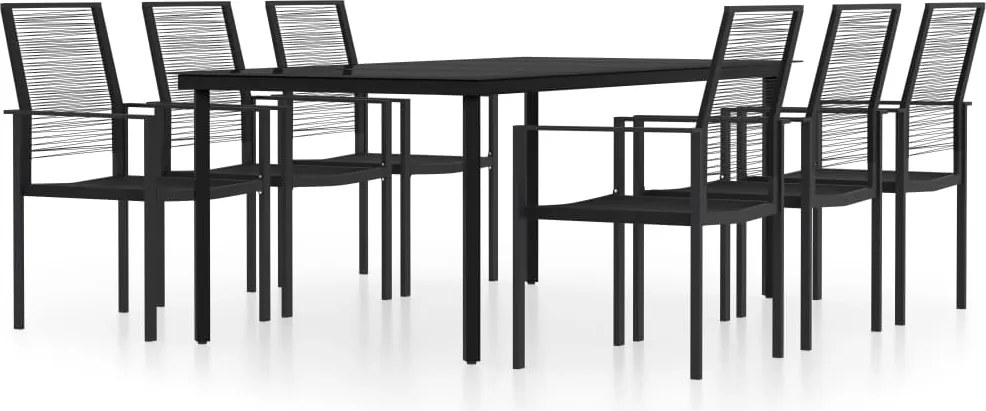 vidaXL Set de mobilier pentru grădină, 7 piese, negru
