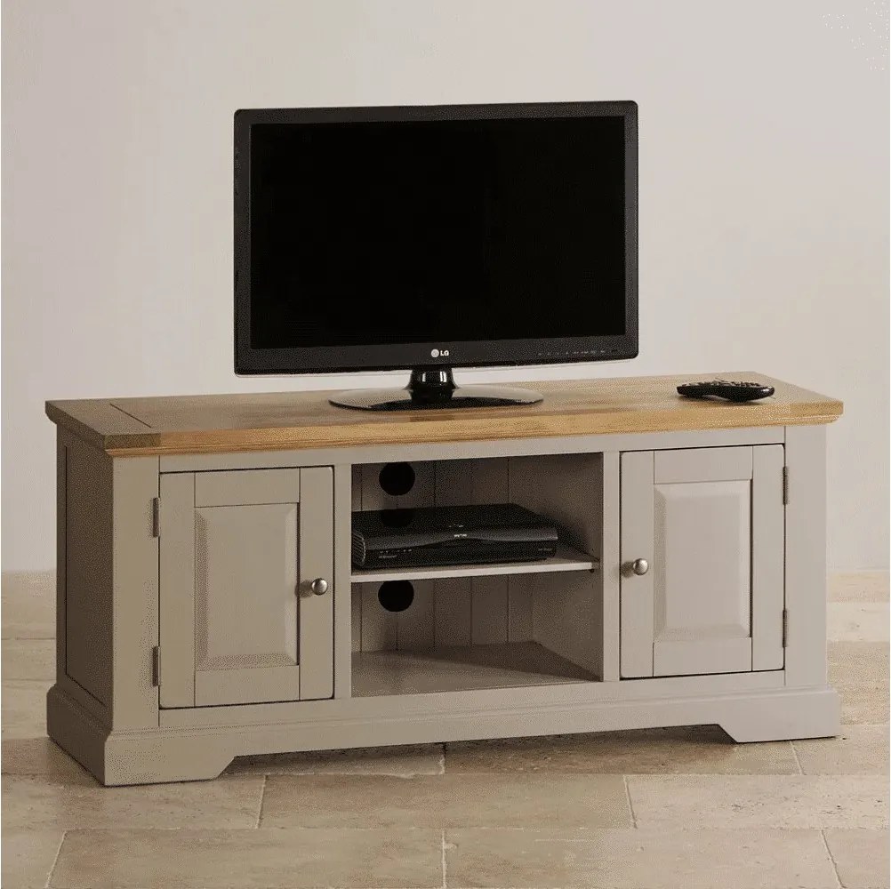 Comodă TV lemn masiv gri Ives Personalizabil, 135 × 44 × 59 cm
