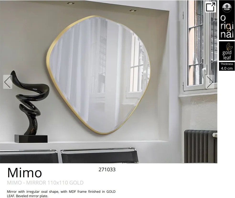 Oglinda decorativa ovala 110x110cm Mimo, aurie