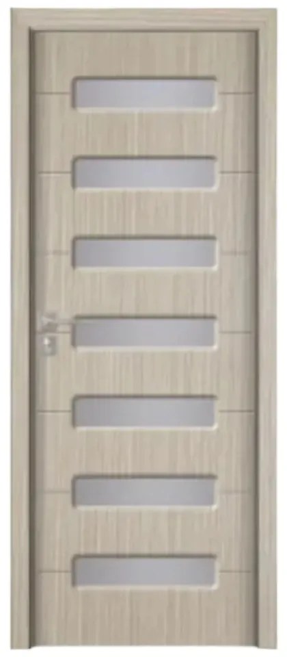 Usa Interior din MDF Novo Doors ND318, Cadru din Lemn Masiv, Geam Sablat, KIT COMPLET, Toc , Manere si balamale incluse (Culoare: Alb, Toc: Fix,