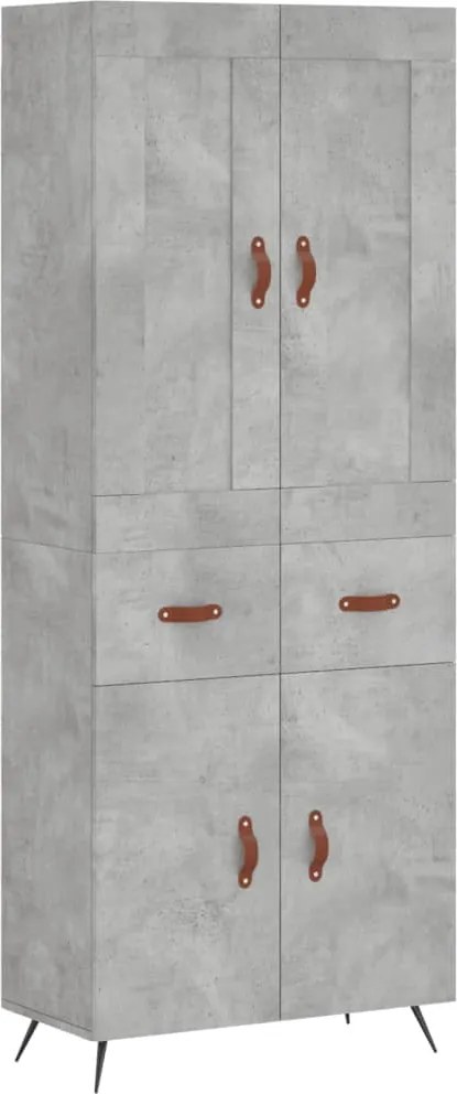 vidaXL Dulap înalt, gri beton, 69,5x34x180, lemn compozit