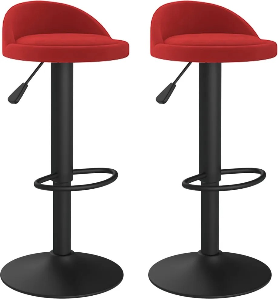 vidaXL Scaune de bar, 2 buc., roșu vin, catifea