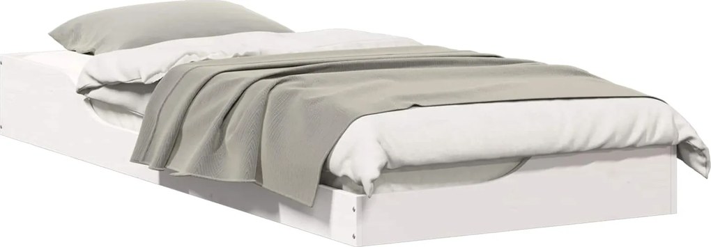 vidaXL Cadru de pat Alb 100 x 210 cm Lemn de pin masiv