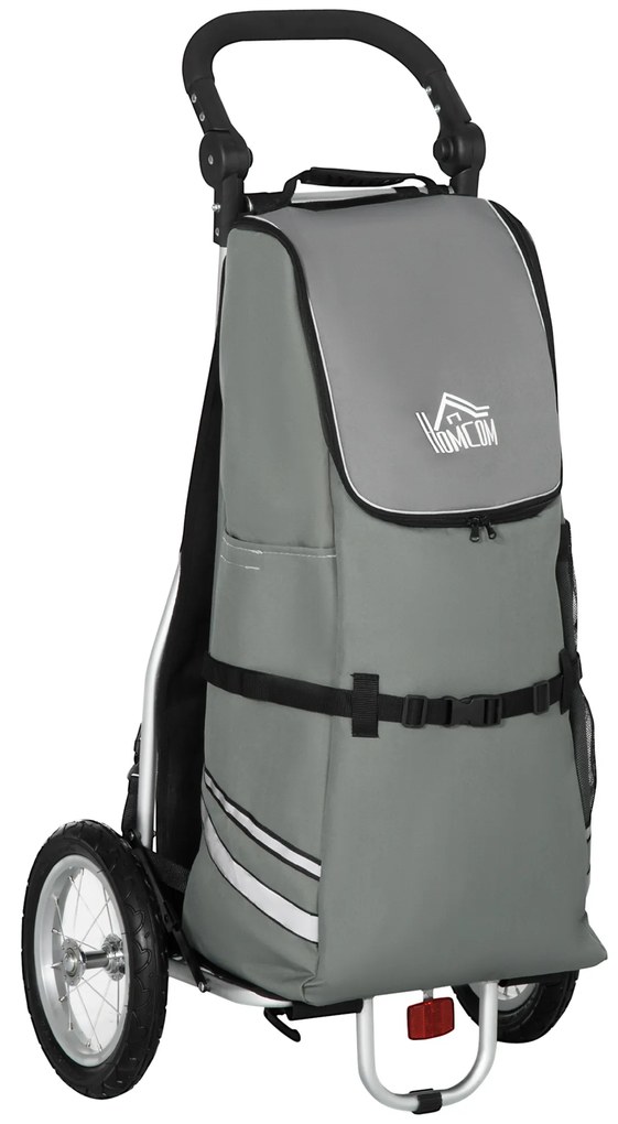 HOMCOM 3 în 1 Carucior de Cumpărături Carucior de Cumpărături Remorcă pentru Bicicletă, 53 x 43 x 110 cm, Gri+Argintiu | Aosom Romania
