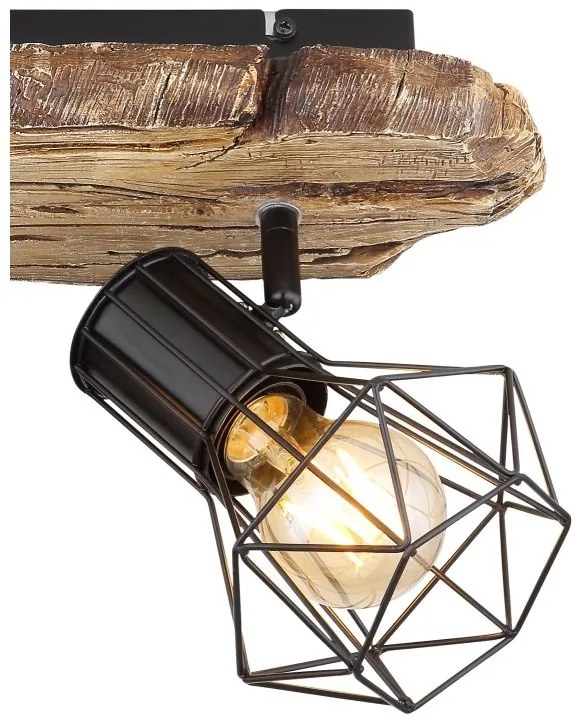 Aplica de perete / tavan cu 2 spoturi design industrial PRISKA negru
