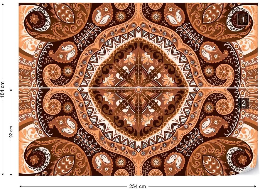 Fototapet GLIX - Brown And Orange Pattern + adeziv GRATUIT Tapet nețesute - 254x184 cm