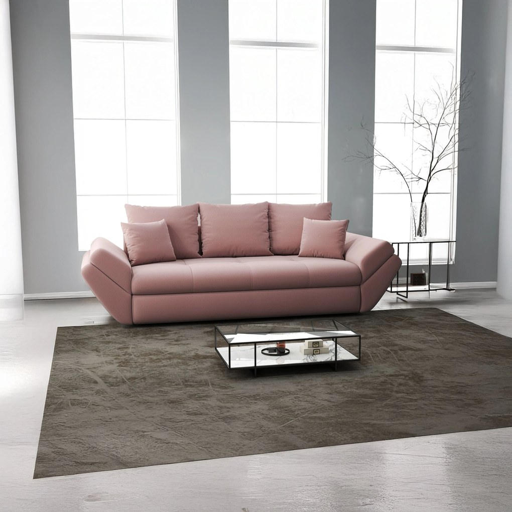 Canapea extensibilă dumonde cu ladă de depozitare si sezut confortabil din spuma high-density, Loana Royal Pink 250x100 cm