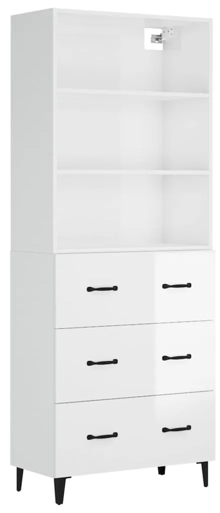 3115160 vidaXL Dulap înalt, alb extralucios, lemn prelucrat