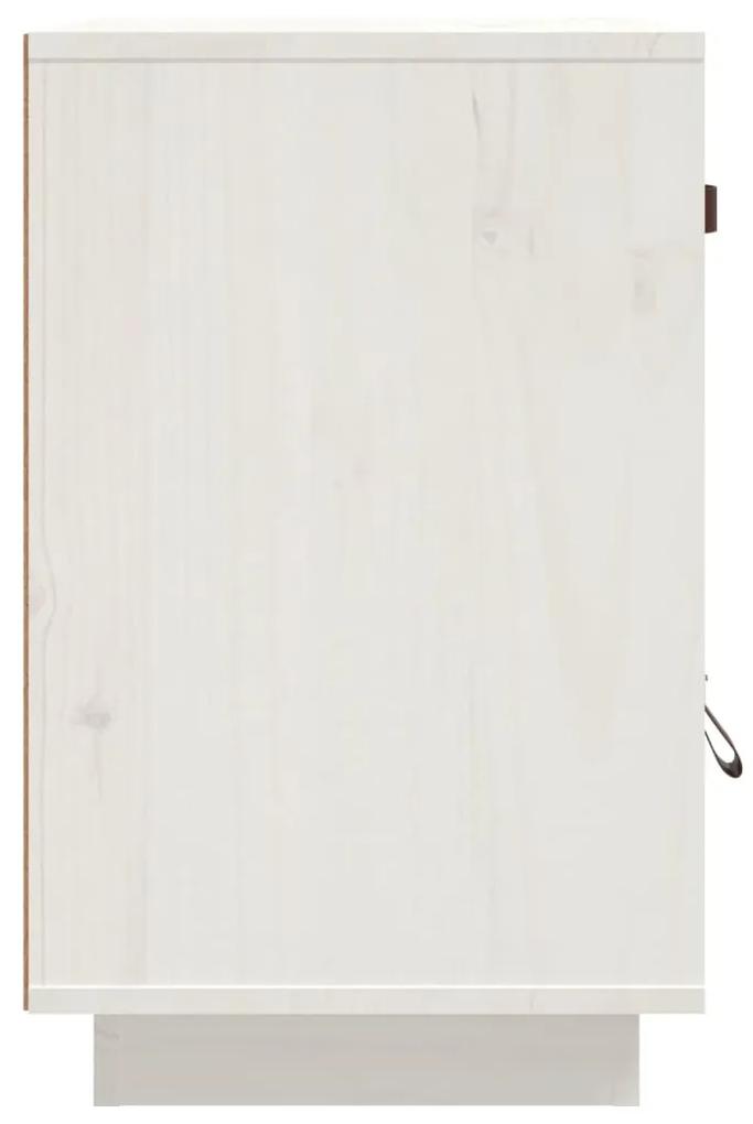Noptiera, alb, 40x34x55 cm, lemn masiv de pin 1, Alb