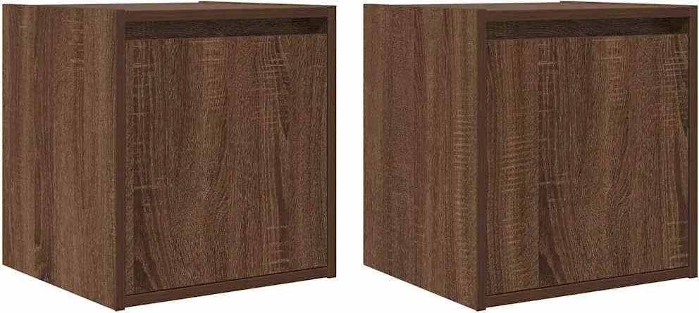 vidaXL Noptiere montate pe perete 2 buc Stejar maro 38x34x40 cm
