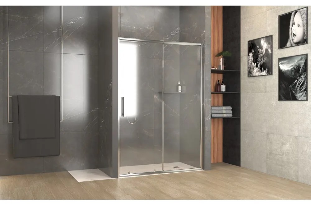 Usa de nisa culisanta Inter Ceramic sticla transparenta fumurie 5 mm profil crom lucios 100 cm