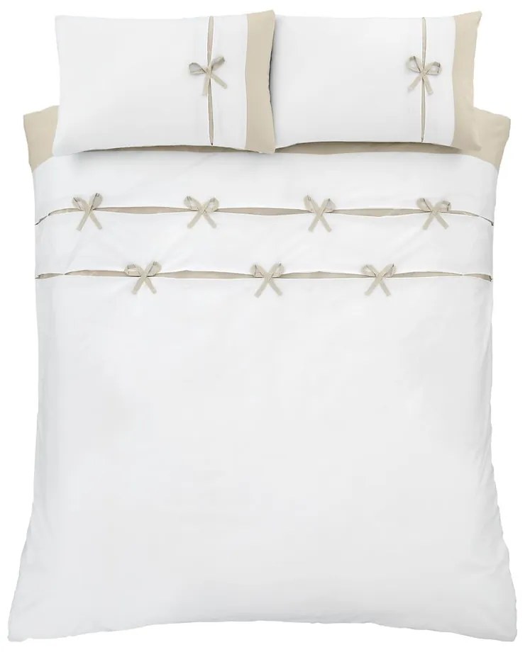 Lenjerie de pat albă pentru pat de o persoană 135x200 cm Milo Bow – Catherine Lansfield