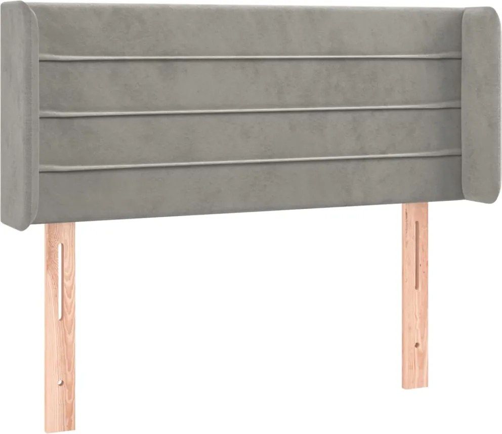 vidaXL Tăblie de pat cu aripioare gri deschis 93x16x78/88 cm catifea