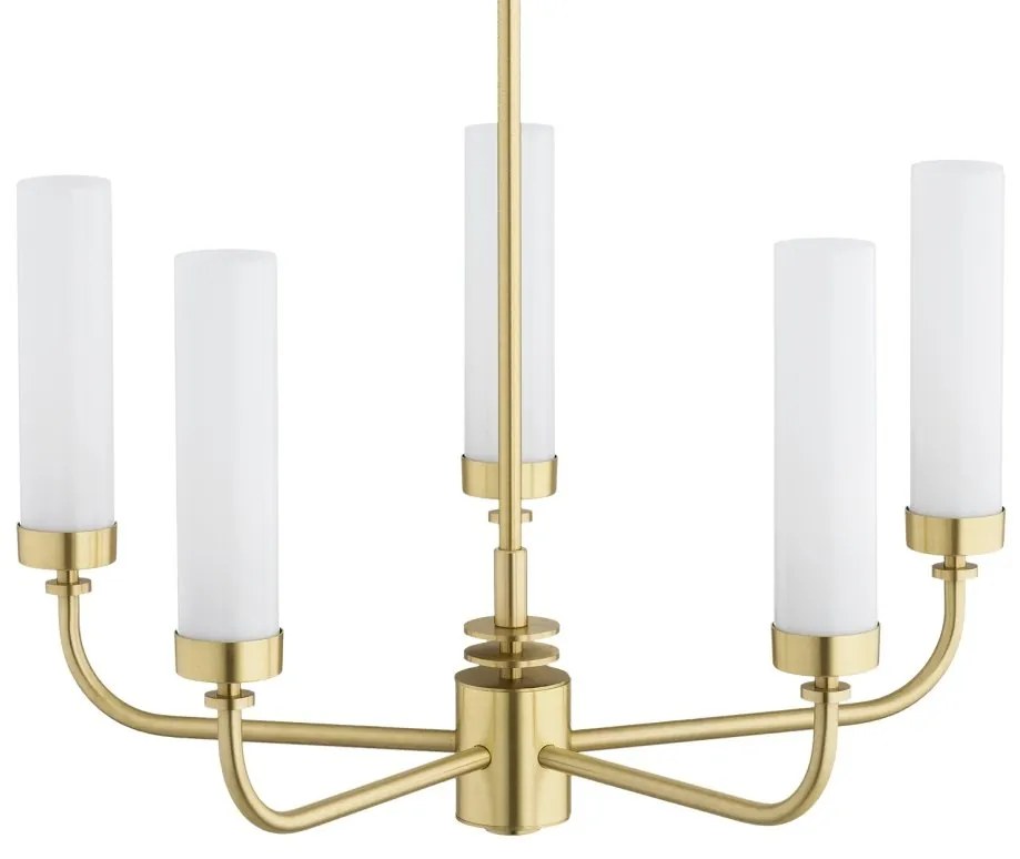 Candelabru 5 brate, alama periata, sticla alb mat PRESTON 2195