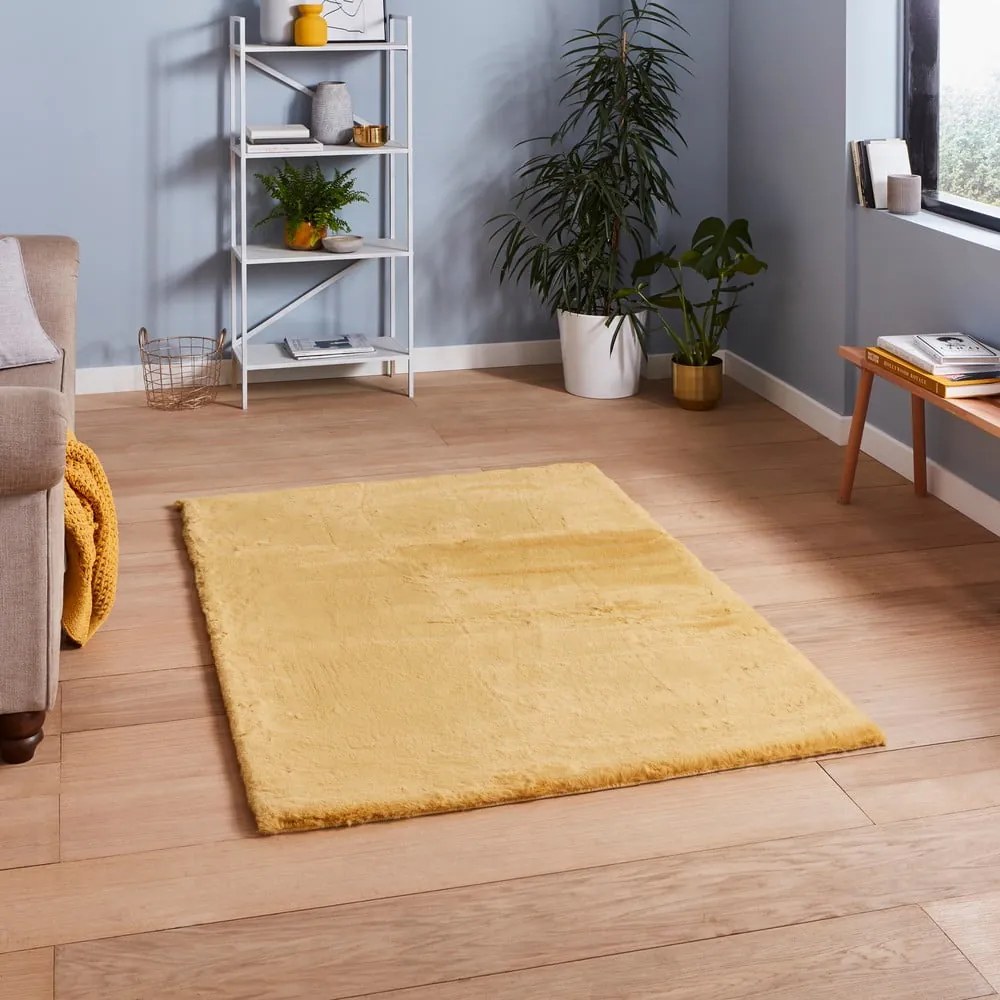 Covor Think Rugs Teddy, 120 x 170 cm, galben