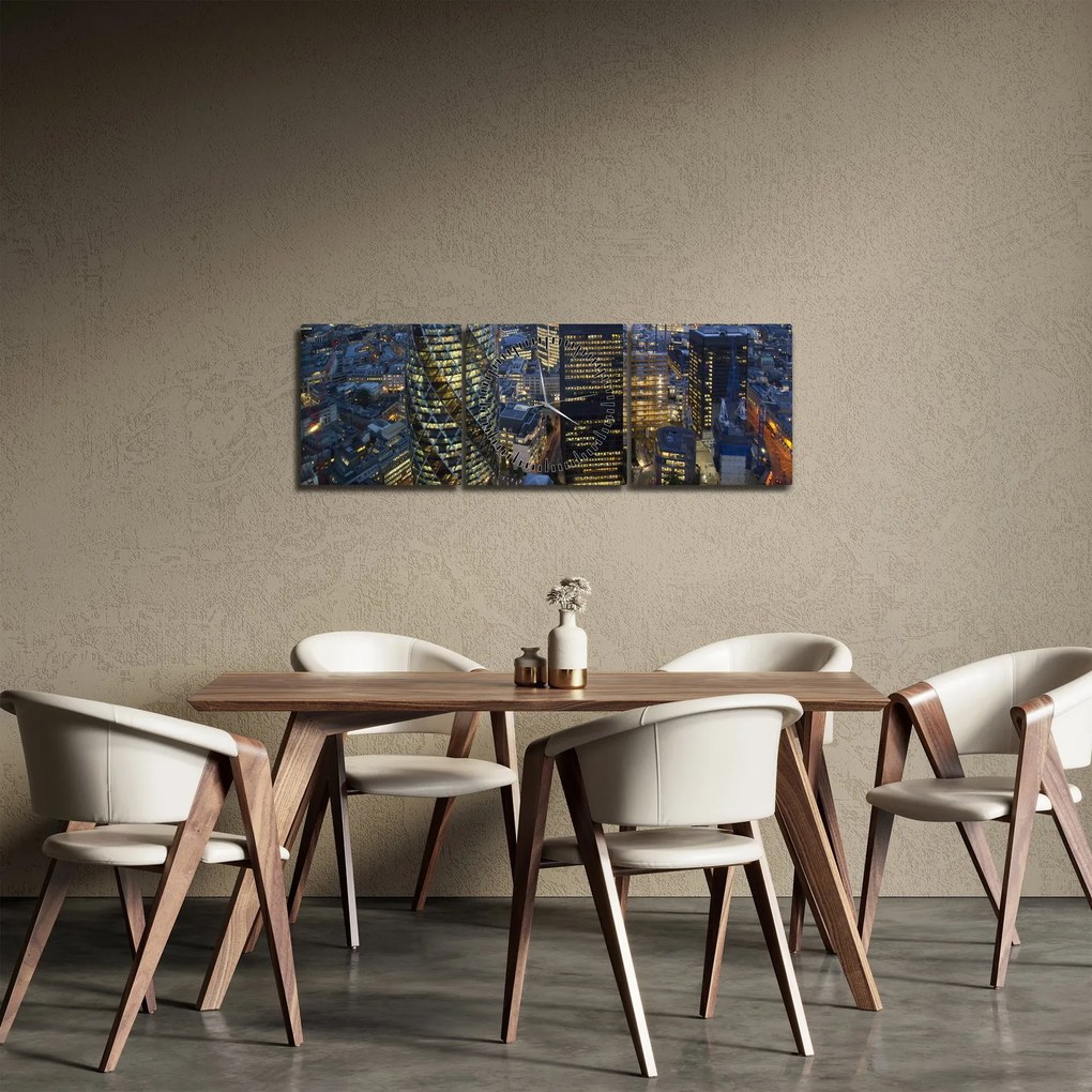 Tablou - Panorama de seară a Londrei (cu ceas) (90x30 cm)