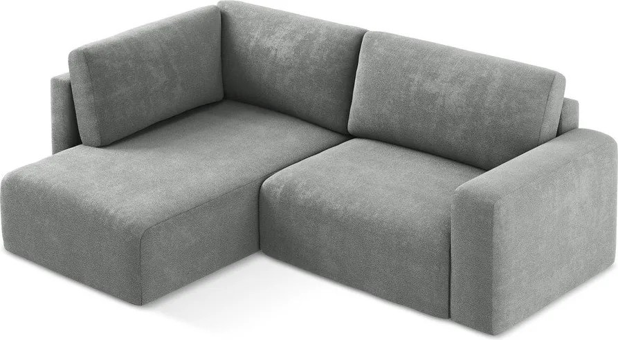 Colțar gri extensibil/cu spațiu de depozitare cu tapițerie din chenille (cu colț pe partea stângă/în formă de ”L”) Kona – Makamii