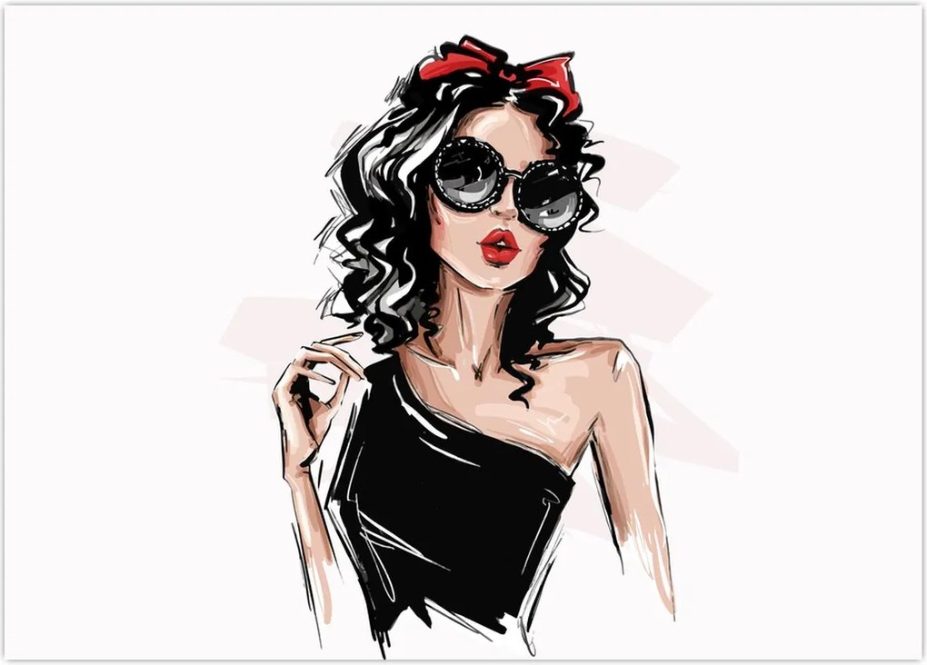 Tablou pe sticlă - Femeie de modă (70x50 cm)