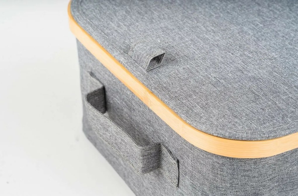 Cutie de depozitare G21 30 x 15 x 15 cm, dinbambus cu capac, gri