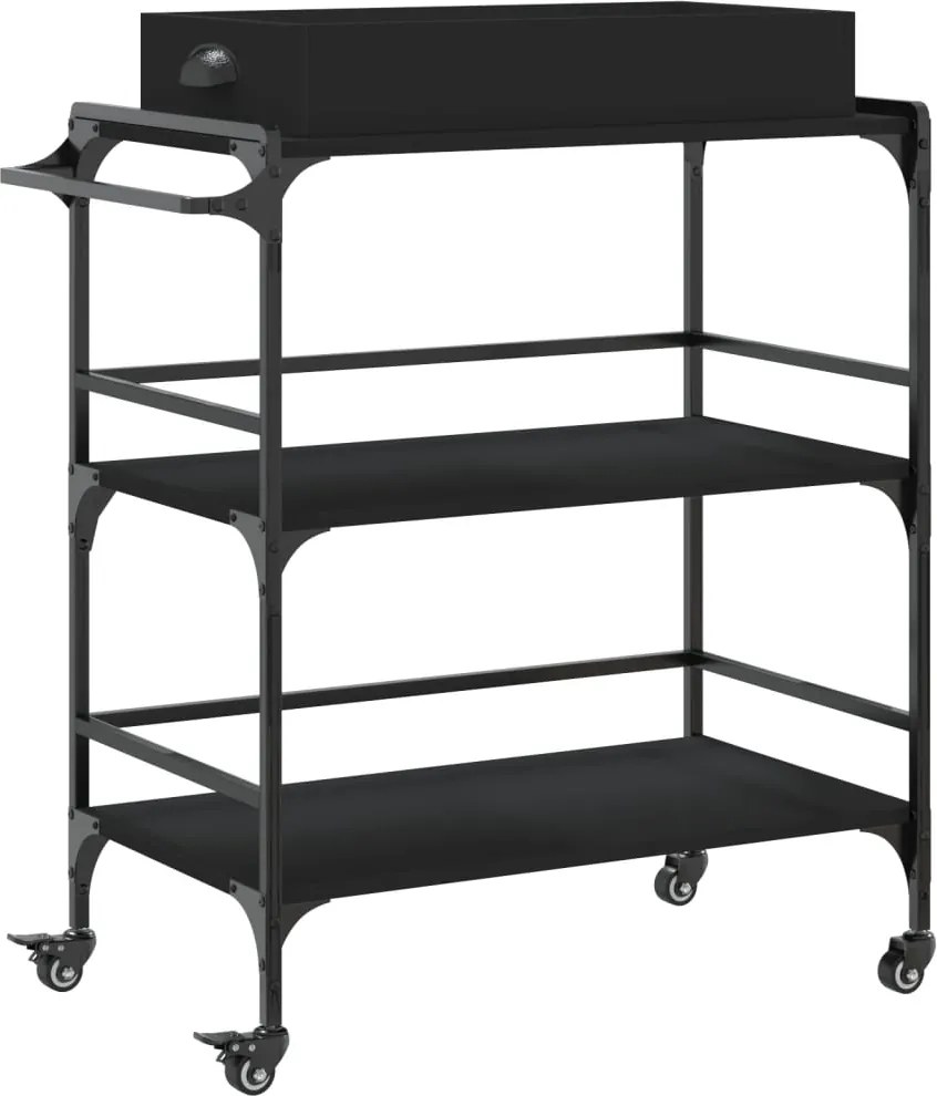 vidaXL Cărucior de bucătărie, negru, 81,5x41x92,5 cm, lemn prelucrat