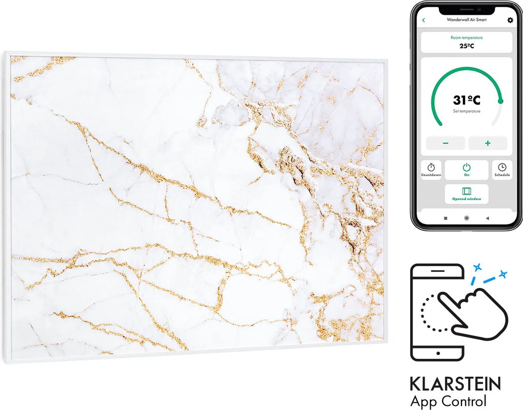 Klarstein Wonderwall Air Art Smart, încălzitor cu infraroșu, 80 x 60 cm, 500 W, aplicație, marmură