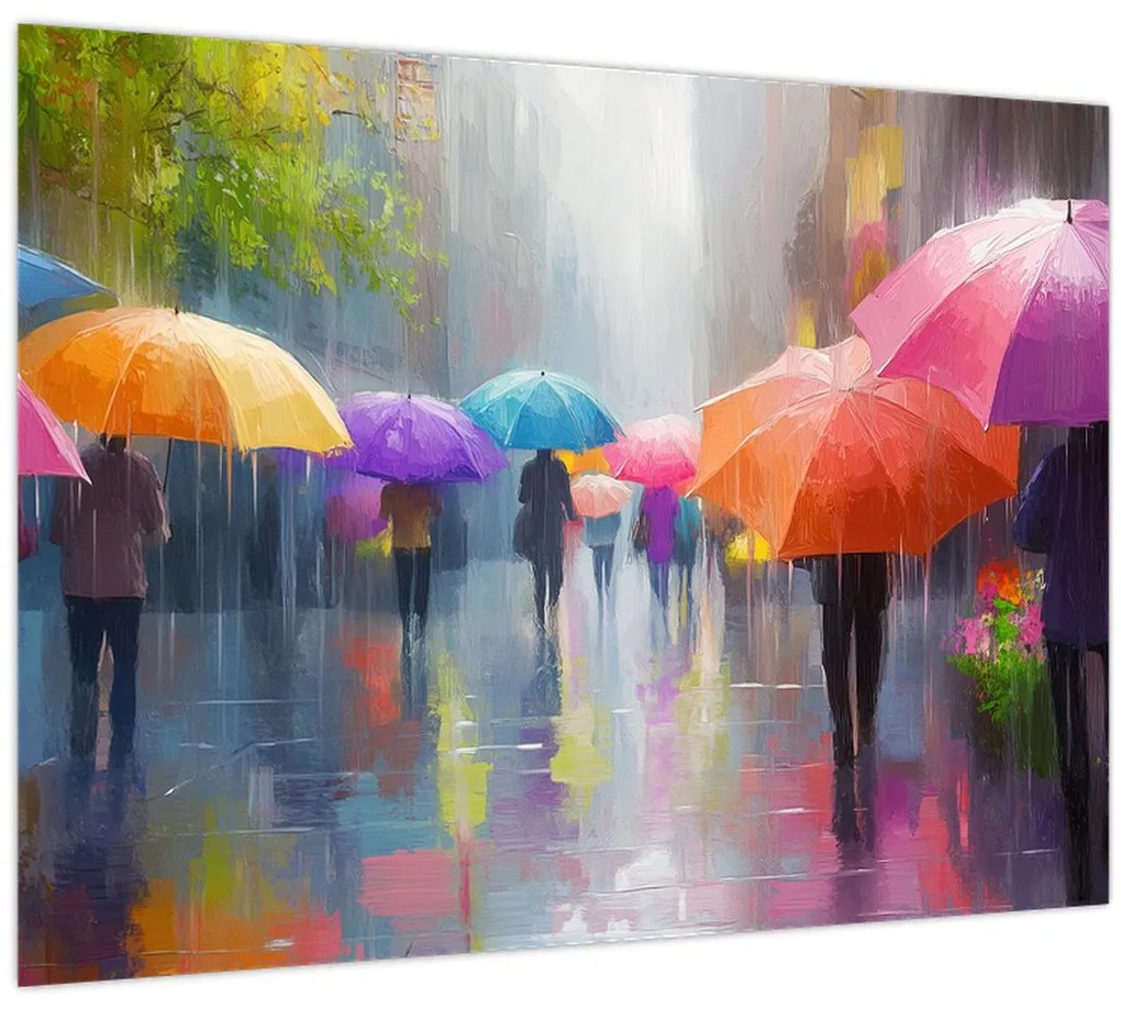 Tablou pe sticlă - Zi ploioasă (70x50 cm)