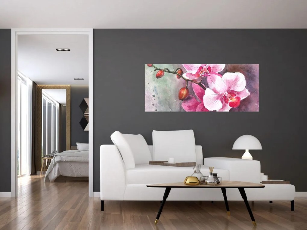 Tablou - Orhidee, acvariu (120x50 cm)