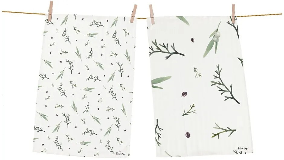 Prosoape de vase 2 buc. din bumbac 50x70 cm cu model de Crăciun Delicate Green – Butter Kings