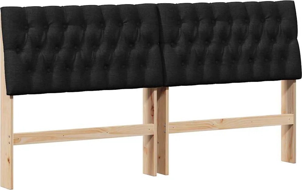 vidaXL Tăblie tapițată Negru 180 cm Lemn de pin masiv