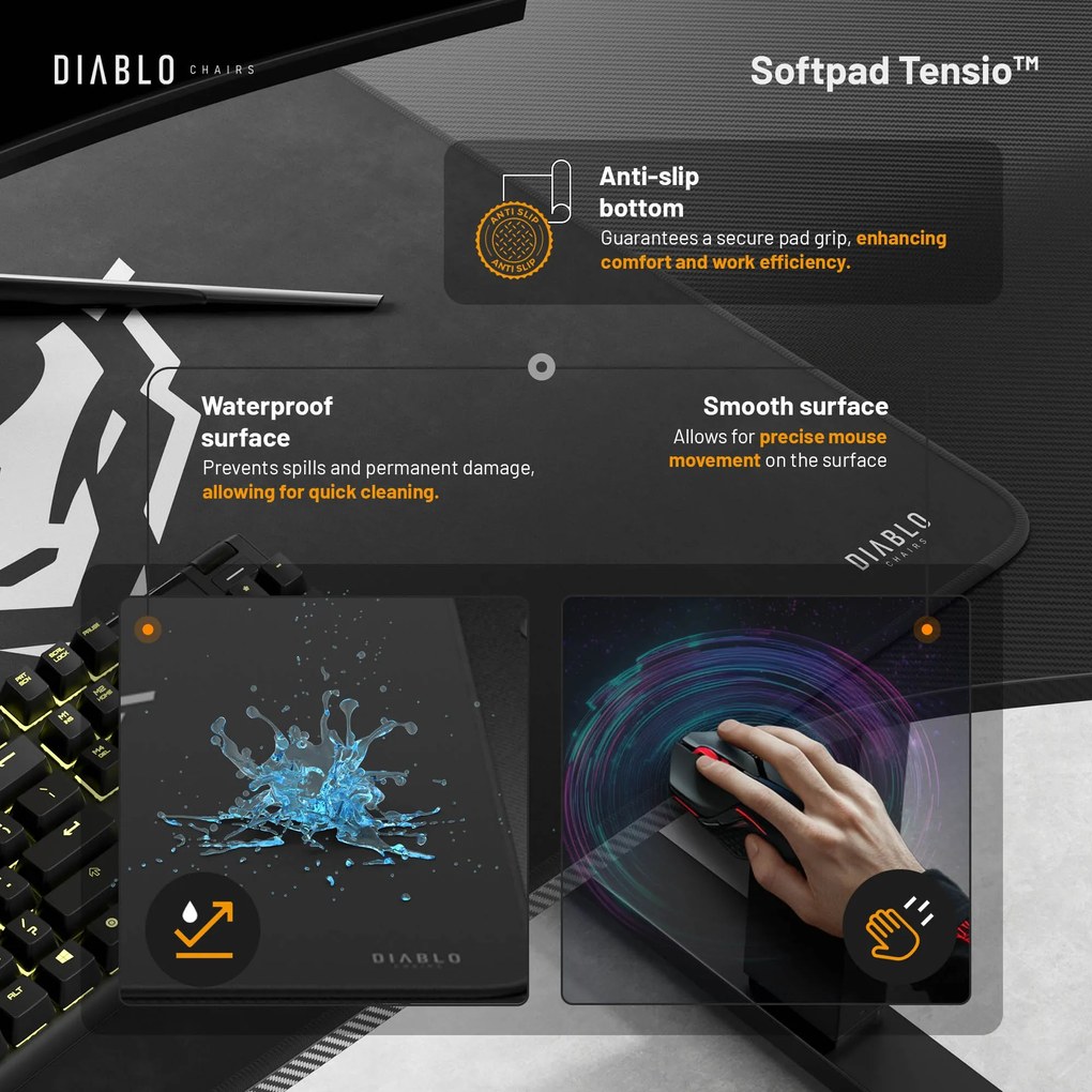 Birou Cu Înalțime Reglabilă Diablo X-Tensio 1600 Negru