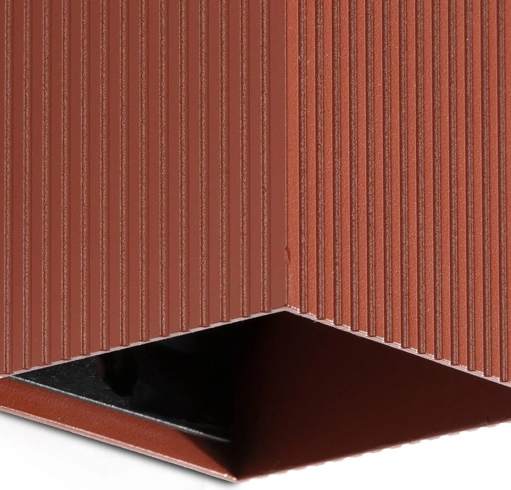 Aplica perete aluminiu striat maro teracota, 1xGU10, LUNE square
