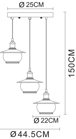 Globo 69030-3H - Corp de iluminat pendul 3xE27/60W