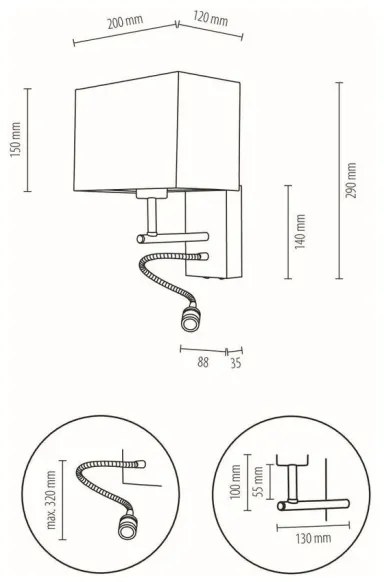Spot-Light 57290974 - Corp de iluminat flexibil LED BOHO 1xE27/25W + LED/1W/230V stejar
