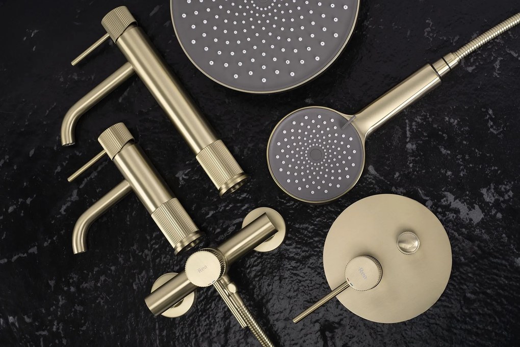 Baterie pentru baie Rea Lungo Stripe Brush Gold Low