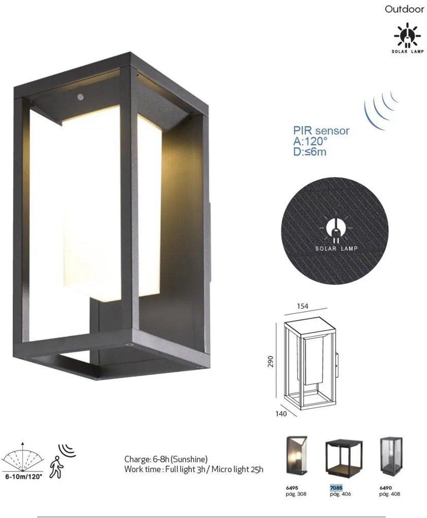 Aplica LED solara iluminat exterior cu senzor de miscare IP54 MERIBEL