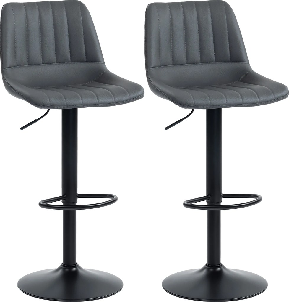 HOMCOM Set 2 taburete bar în design retro, cu suport pentru picioare, reglabil pe înălțime, 43 cm x49,5 cm x 111 cm | Aosom Romania