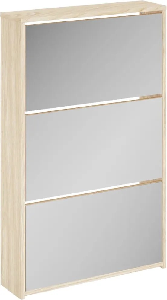 vidaXL Pantofar cu oglindă și 3 niveluri, stejar, 63 x 17 x 102,5 cm
