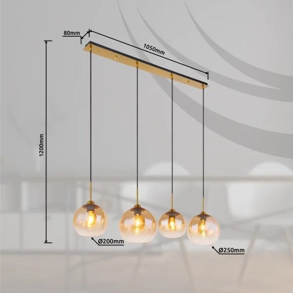 Globo 15788-4H - Candelabru suspendat pe cablu JAMESSA 4xE27/60W/230V, alamă