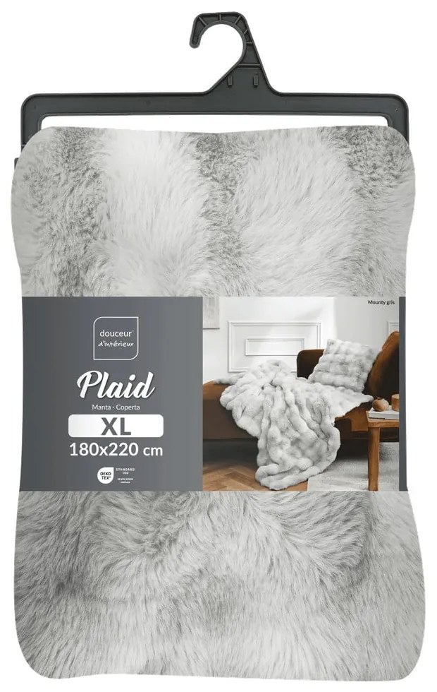 Pătură gri din micropluș/cocolino 180x220 cm Mounty – douceur d'intérieur