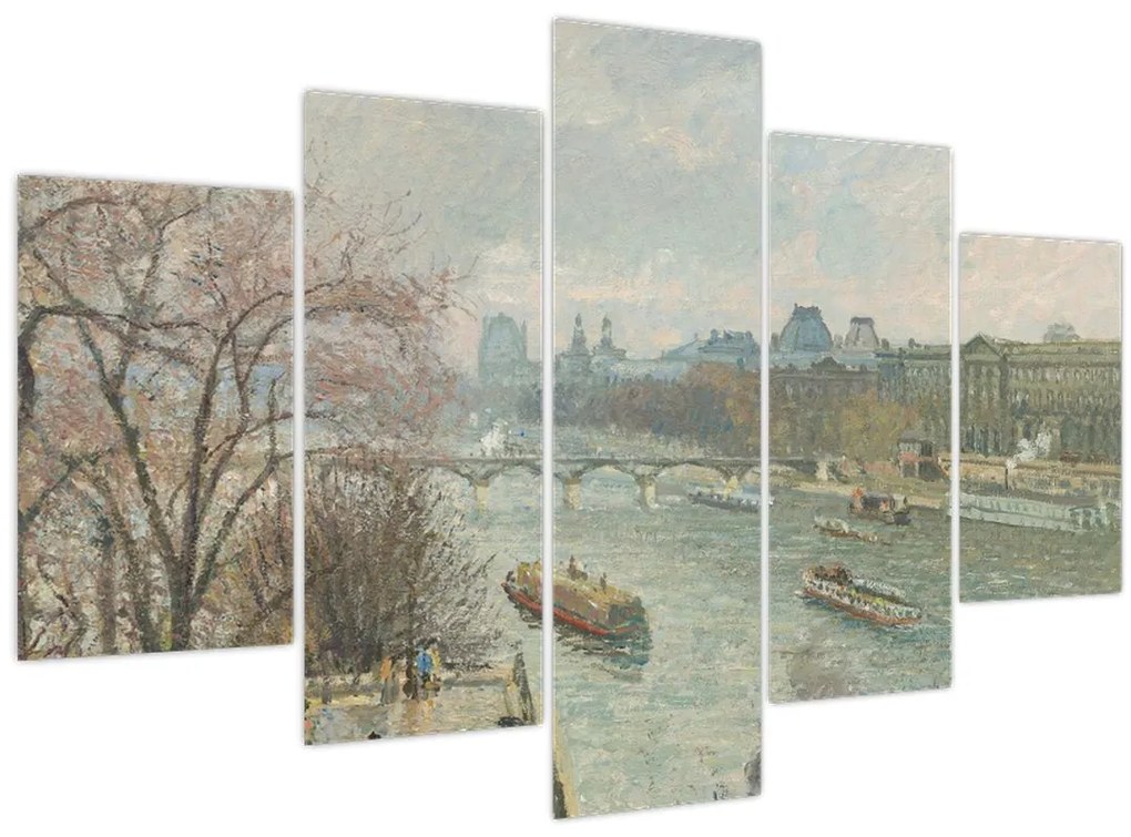 Tablou - Camille Pissarro, The Louvre, Afternoon, Rainy Weather, reproducere (150x105 cm)