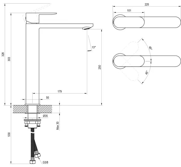 Ravak X070447 - Baterie pentru lavoar CHROME 30,3 cm, crom lucios