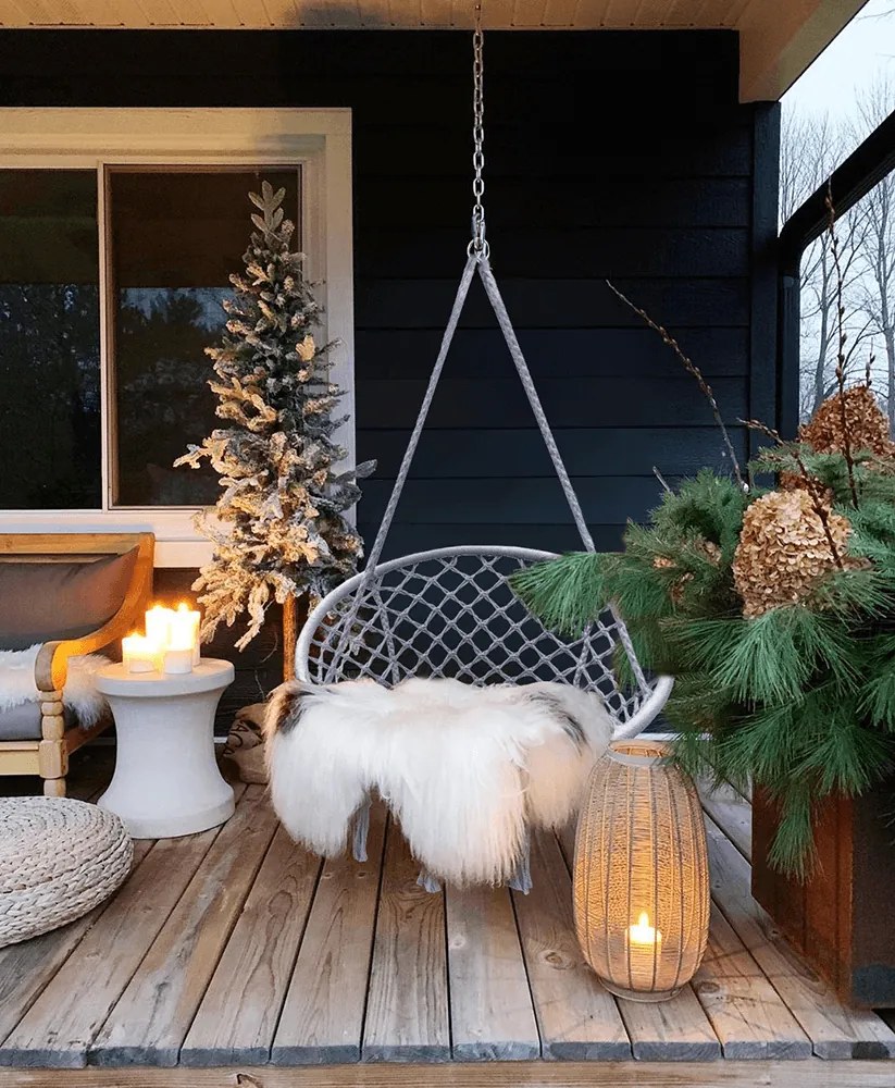 Scaun suspendat KOLUMBIA gri cu perna